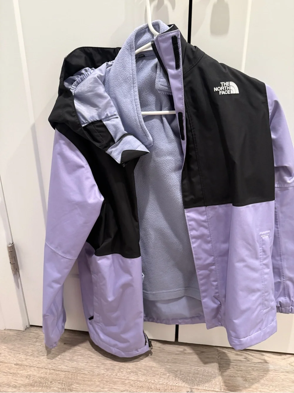 The North Face Girls Lavender and Black Waterproof winter coat
